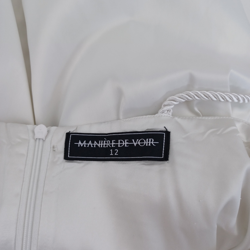 Maniere De Voir Satin Ruched Mini Dress Size 12 Women Sleeveless In White - Picture 6 of 16